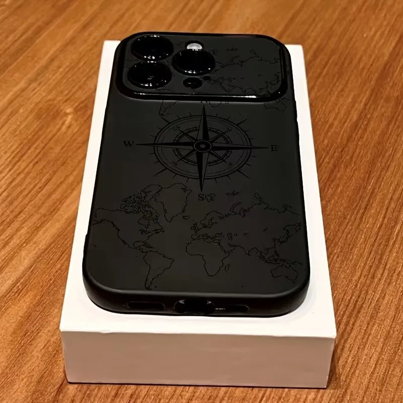 Compass Pattern Phone Case – Shockproof Soft Cover