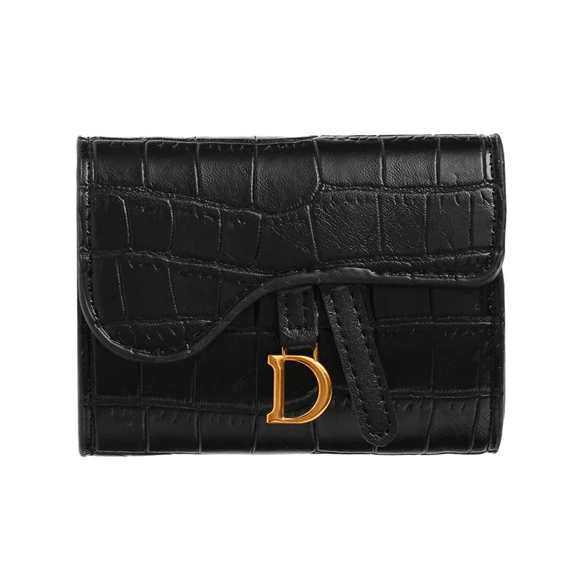 Women's Mini Card Holder Clutch – PU Leather, Letter Print | Brown, Pink, Green, Black