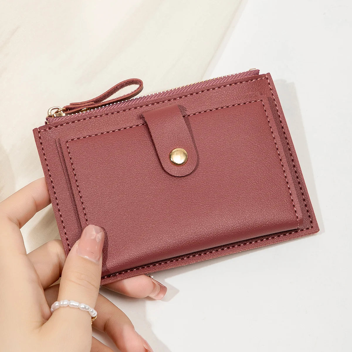 Women's Mini PU Leather Wallet – Ultra-Thin Card Holder & Coin Purse