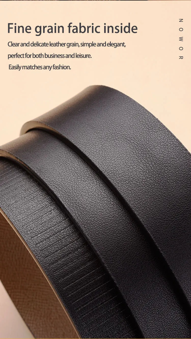 Men's Automatic Buckle Belt – Toothless PU Leather, Formal & Casual Wear