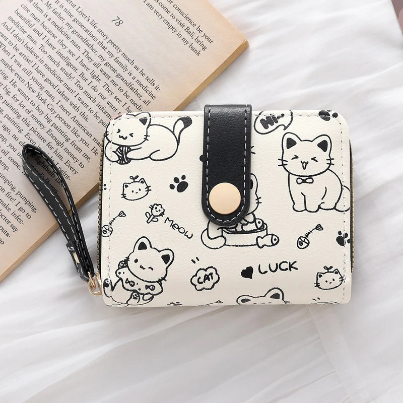 Cute Cat Wallet for Women – PU Leather Card Holder Purse with Coin Pocket