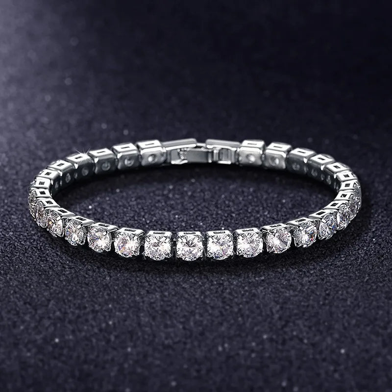 Cubic Zirconia Tennis Bracelet – Gold & Silver Chain