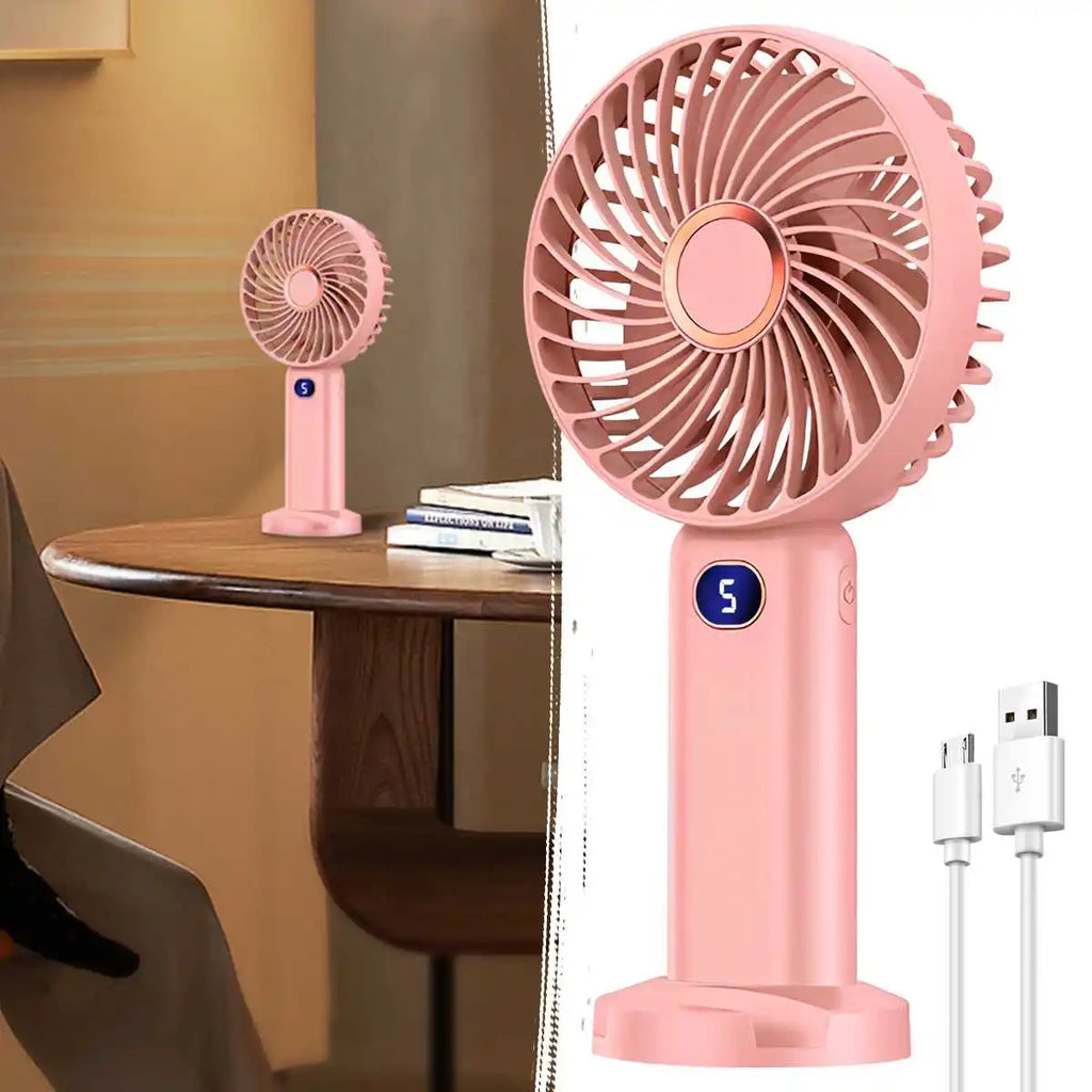 Sweetfull Portable Handheld Fan – USB Rechargeable, Digital Display, 5-Speed, Brushless & Quiet (7 Colors)