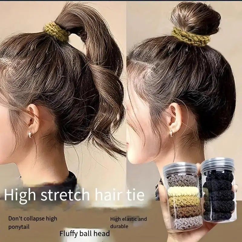 Thick Knit Scrunchies – 6-Piece Ponytail Holder Set