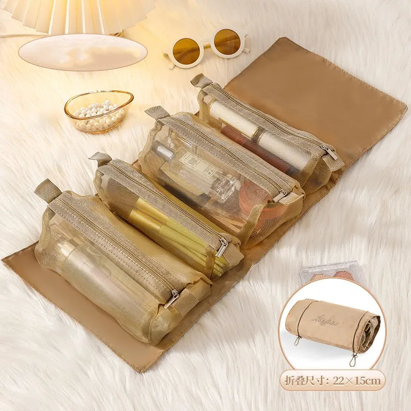 4-in-1 Detachable Makeup Bag – Foldable Large Capacity Travel Toiletry Organizer