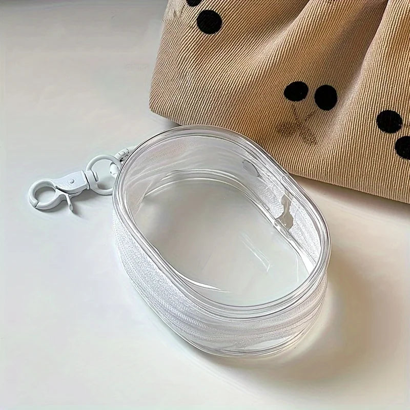 Mini Clear Zipper Storage Pouch with Keychain