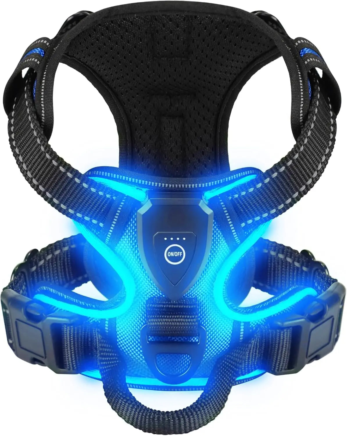 LED Light-Up Dog Harness – Rechargeable Glowing Vest for Safe Night Walks