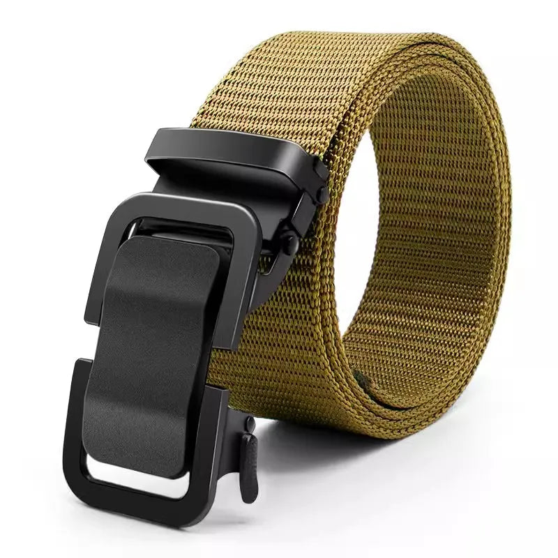 Men's Nylon Canvas Belt – Automatic Metal Buckle, Outdoor & Work