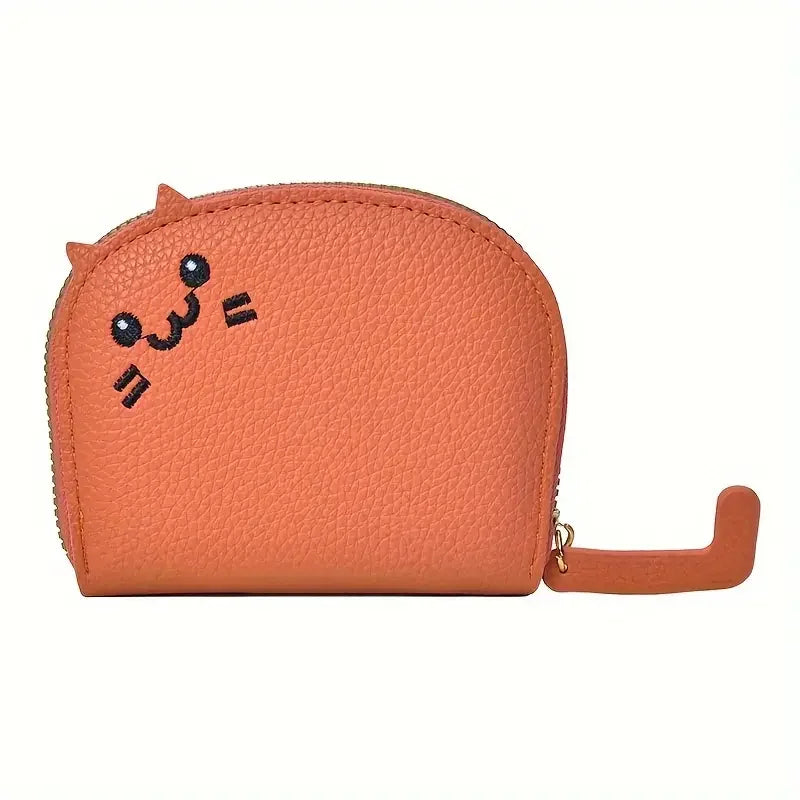 Cartoon Cat Coin Purse & Card Holder – PU Leather, Zipper Closure | 7 Colors