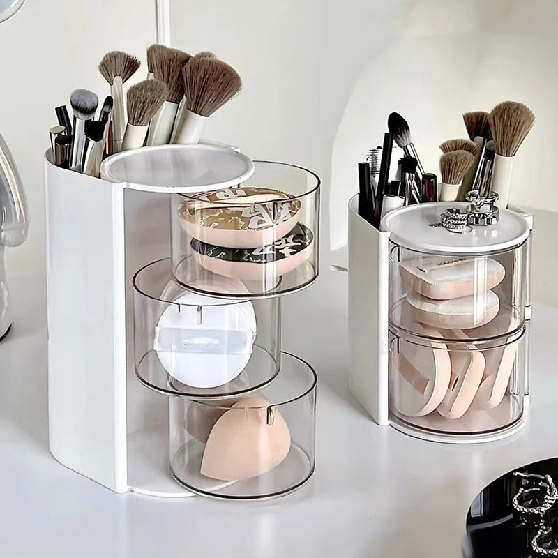 Rotating Beauty Egg & Cushion Organizer – Bathroom Makeup Display Case