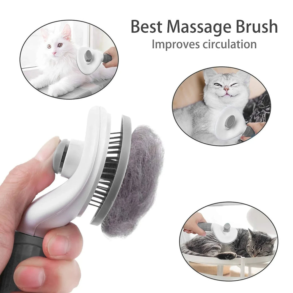 Self-Cleaning Pet Brush – Slicker Brush & Dematting Comb for Dogs & Cats