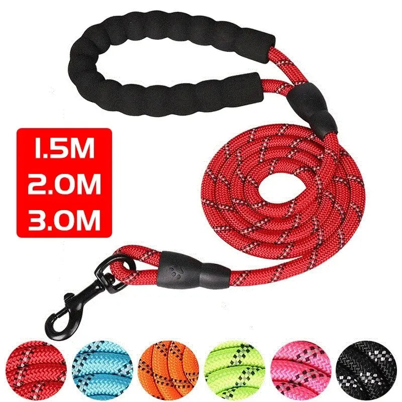 Reflective Dog Leash with Padded Handle – Heavy Duty Double Rope for Strong Dogs