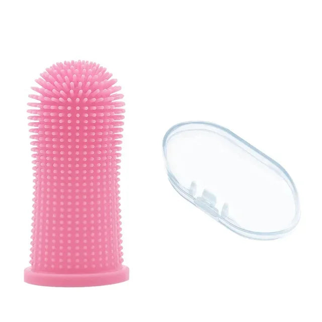 Silicone 360° Finger Toothbrush for Dogs & Cats – Non-Toxic, Breath Care, with Storage Case