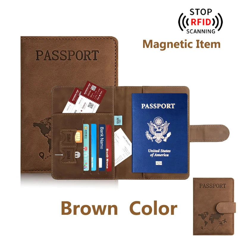 RFID Blocking Passport Holder – PU Leather Travel Wallet for Women & Men