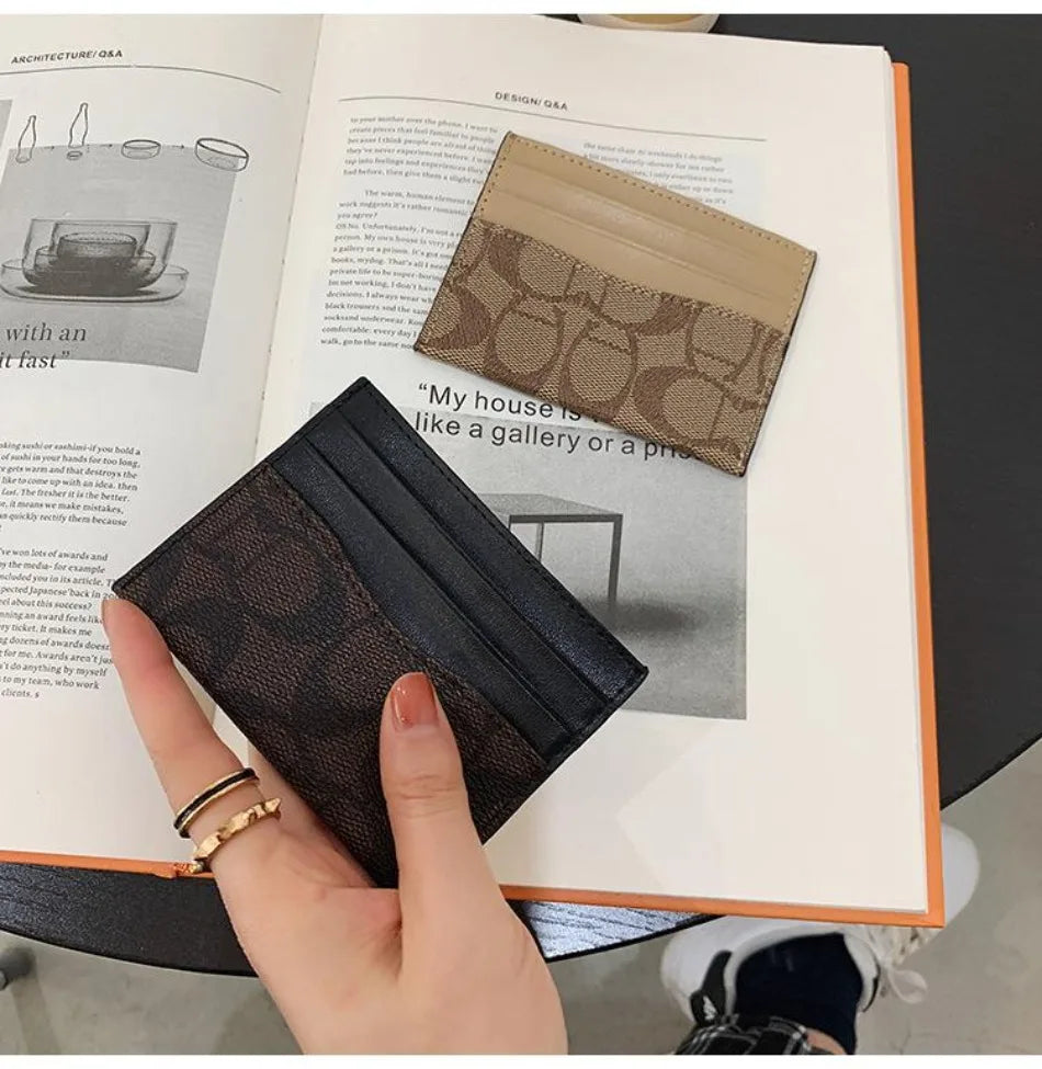 Ultra-Thin PU Leather Card Holder – Anti-Degaussing Geometric Design