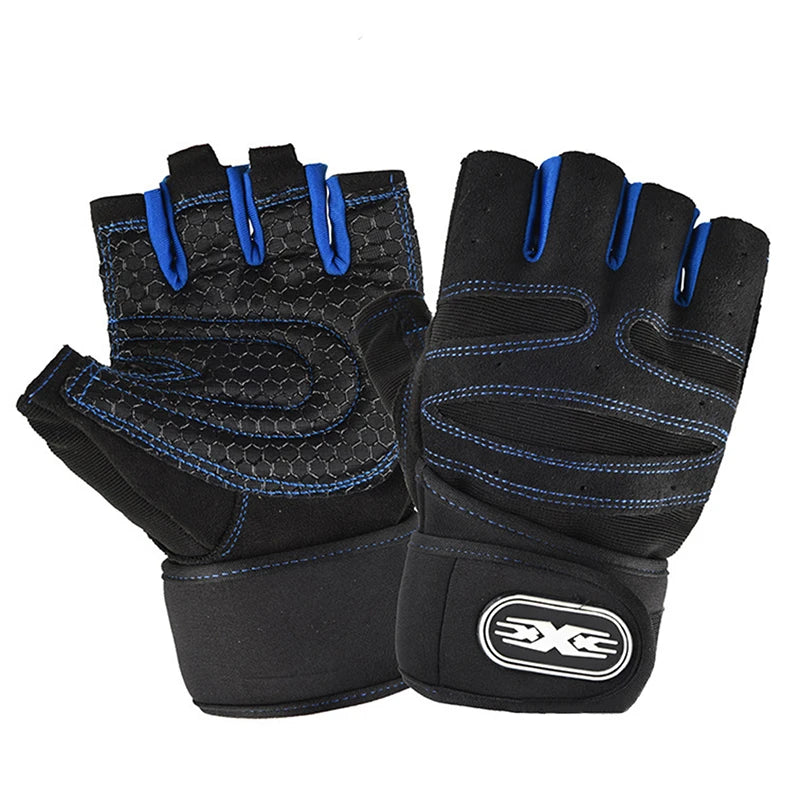 Half-Finger Workout Gloves with Wrist Wrap – Cycling, Lifting & MTB, Unisex M-XL