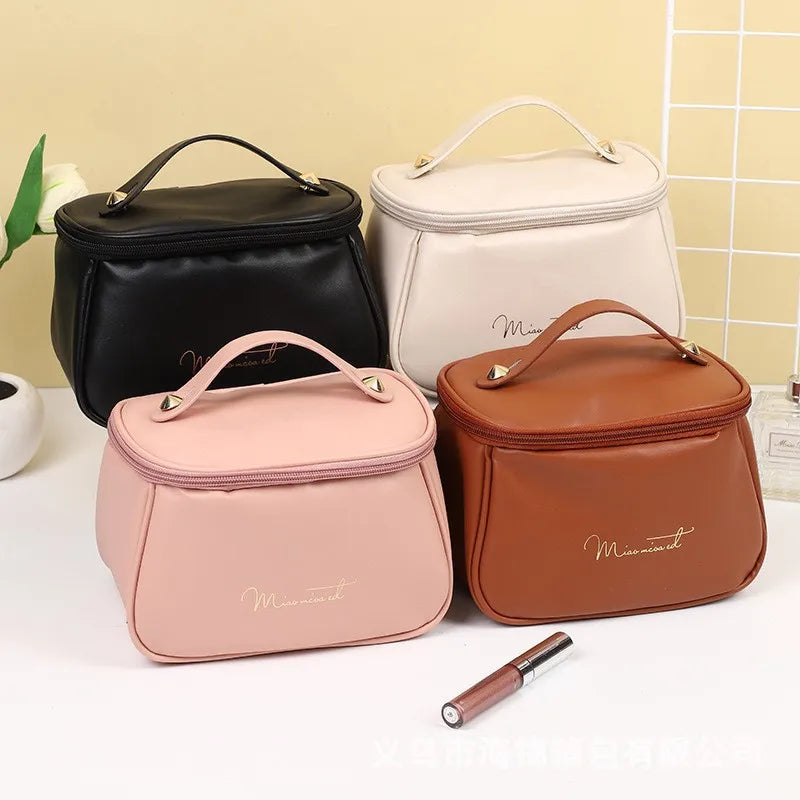 Women's Waterproof Makeup Bag – Large Capacity PU Leather Travel Cosmetic Case