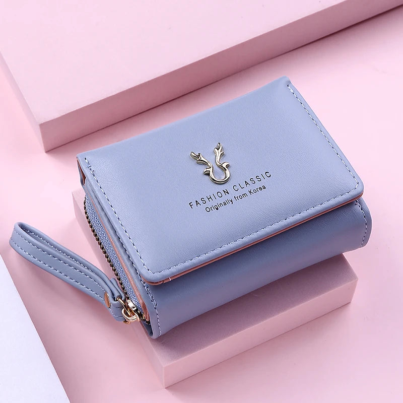 Women's Mini Sequin Wallet – PU Leather Card Holder with Coin Purse