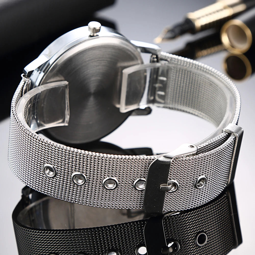 Women's Minimalist Quartz Watch – Stainless Steel Band, Numberless Dial | 7 Colors