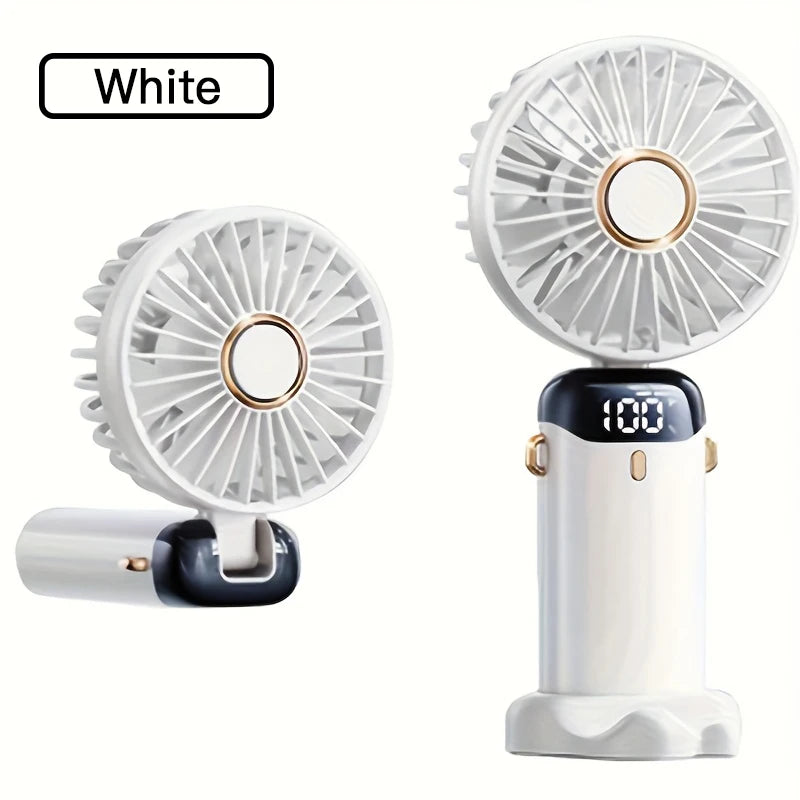 Portable Mini Fan – 6 Speeds, LED Light, USB Rechargeable & Foldable