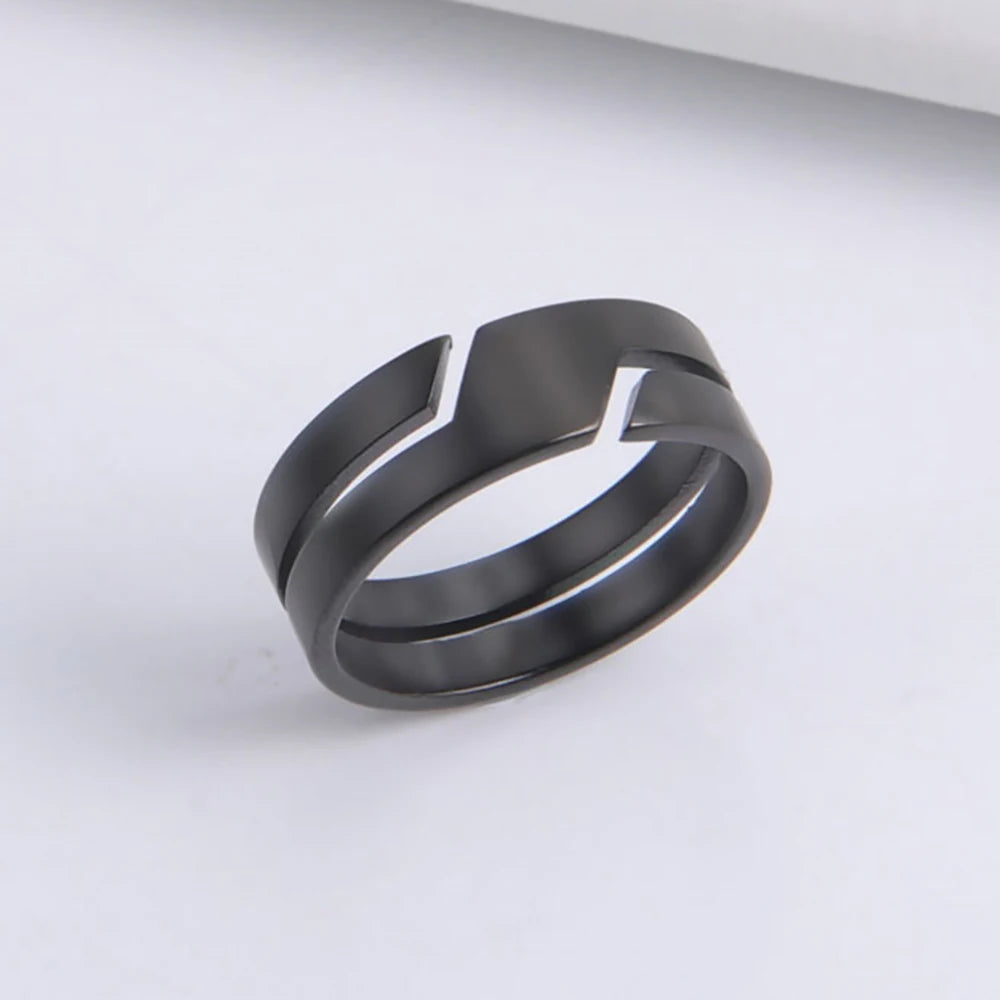 Stainless Steel Minimalist Ring — Black Casual Band