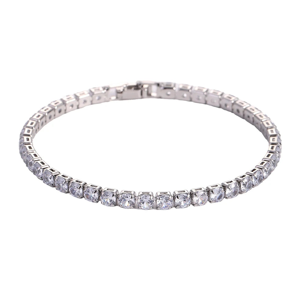 Cubic Zirconia Tennis Bracelet – Gold & Silver Chain