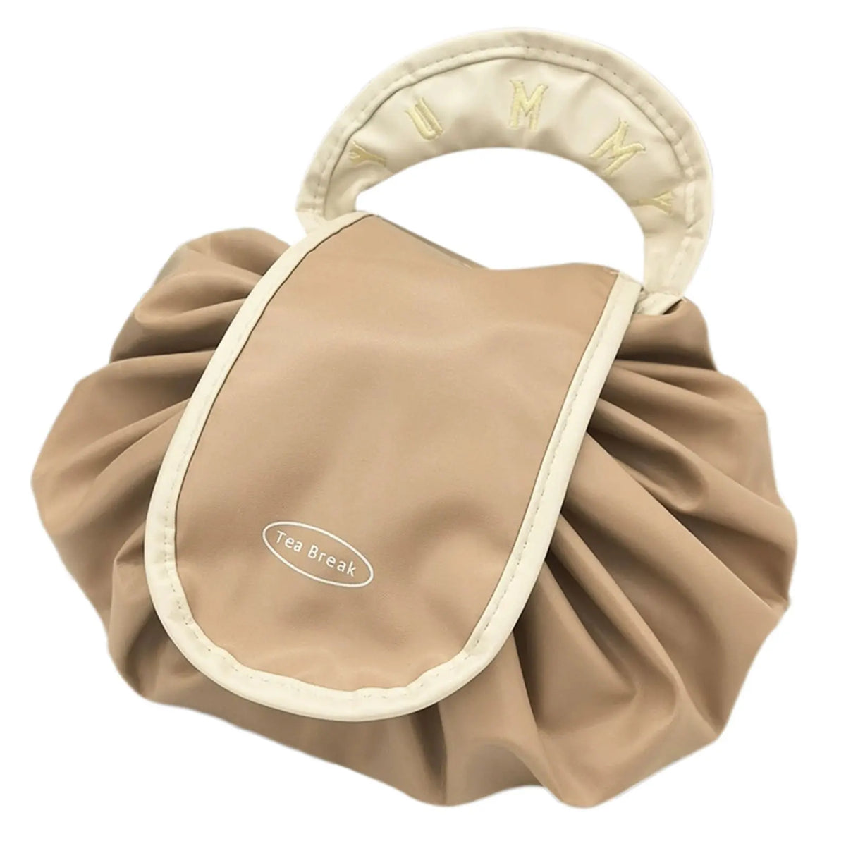 Drawstring Makeup Bag – Large Capacity PU Barrel Cosmetic & Travel Toiletry Pouch