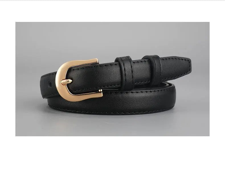Slim PU Leather Belt – Versatile Western-Style Waist Belt for Women & Men
