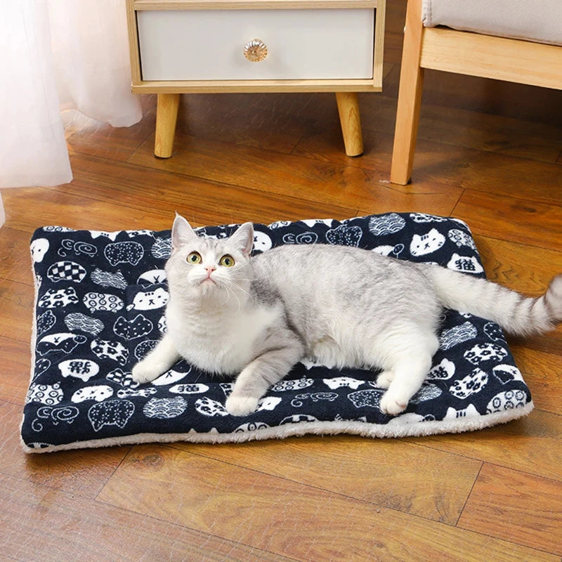 Thick Flannel Cat Sleeping Mat — Soft Winter Cushion
