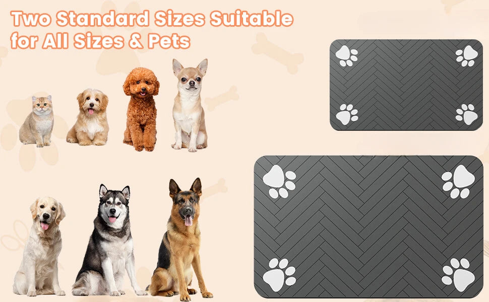 Absorbent Pet Feeding Mat – Non-Slip Rubber Backing, Waterproof, Quick-Dry Placemat for Dogs & Cats
