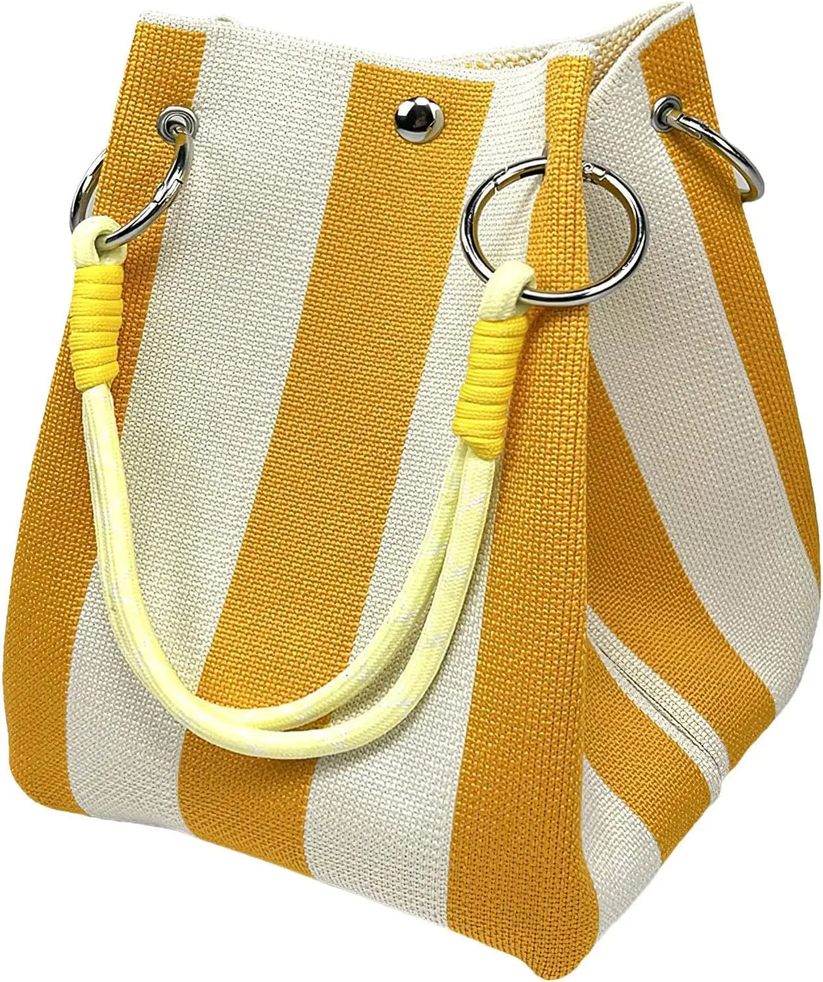 Women's Mini Knitted Bucket Bag – Boho Colorblock Wristlet Purse