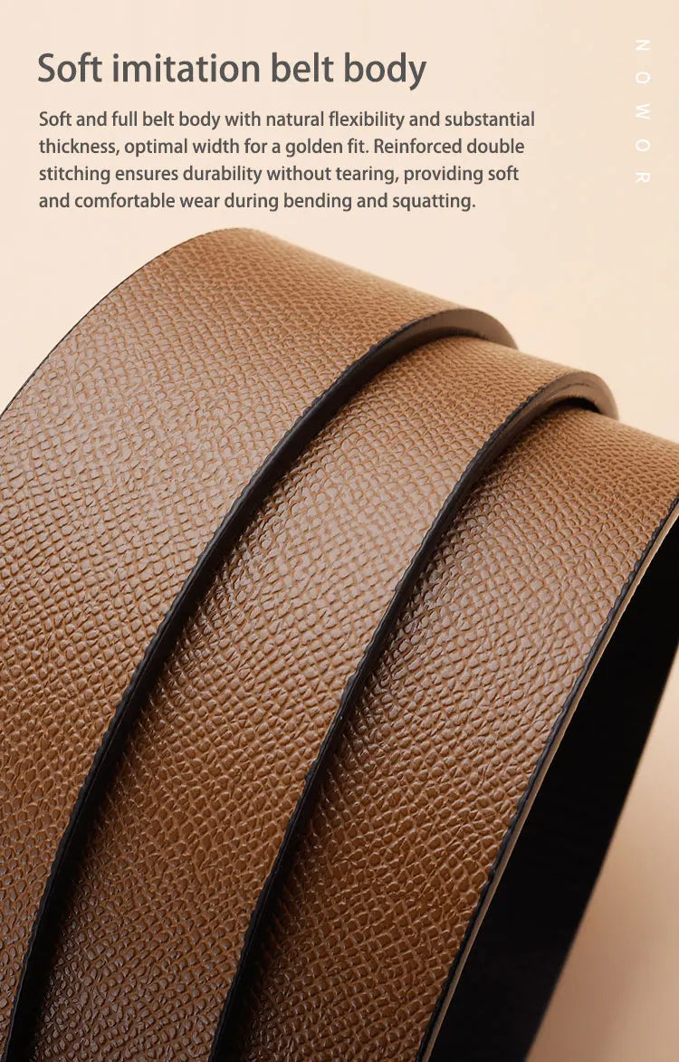 Men's Automatic Buckle Belt – Toothless PU Leather, Formal & Casual Wear