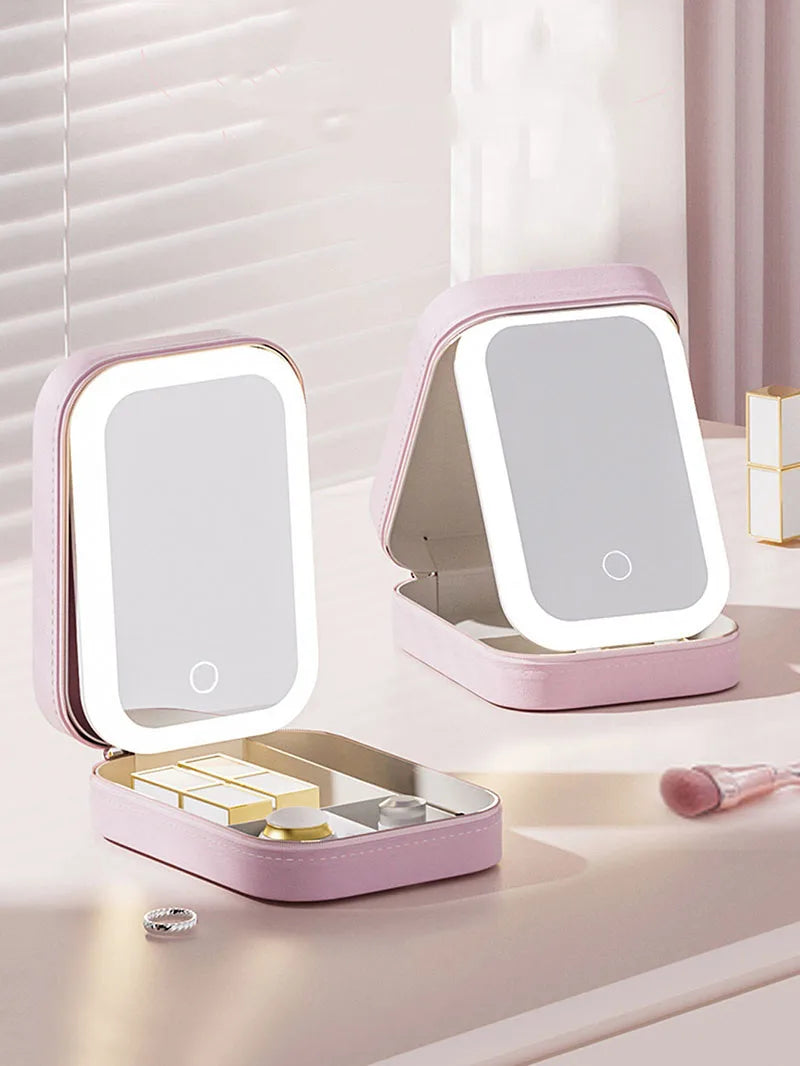 LED Makeup Bag with Mirror – Portable Lighted Cosmetic Case for Women
