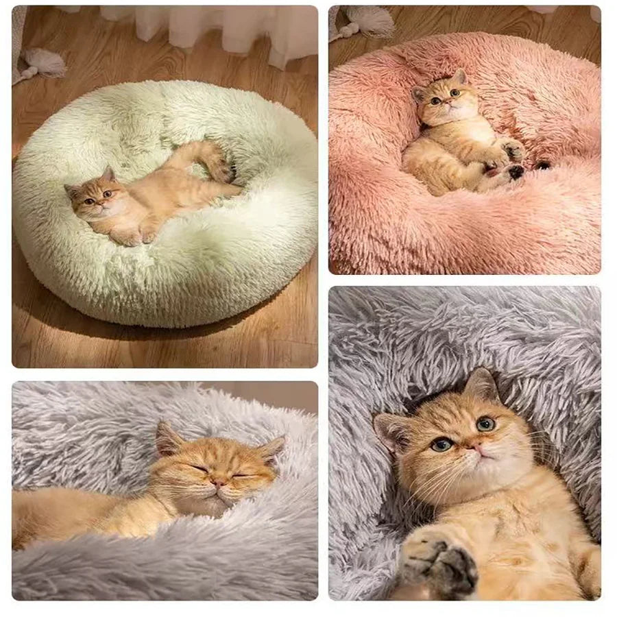 Donut Pet Bed – Round Plush Calming Bed for Cats & Dogs