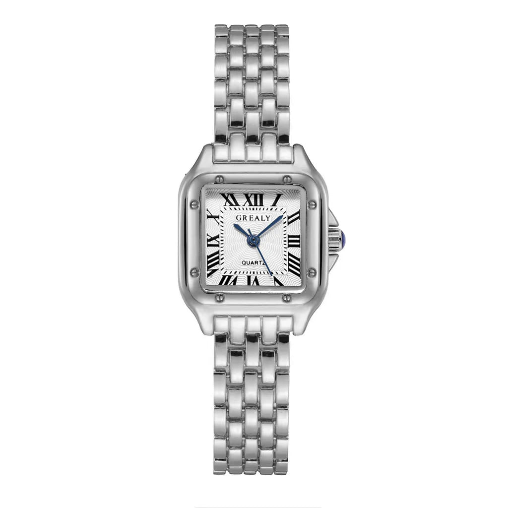 Women's Square Quartz Watch – Panther-Link Bracelet, Roman Numeral Dial | 5 Styles