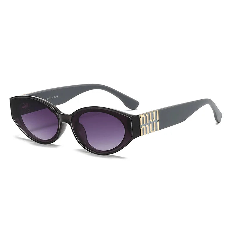 Women's Oval Cat-Eye Sunglasses – UV400 Gradient Lenses, Gold Logo Detail | 6 Colors