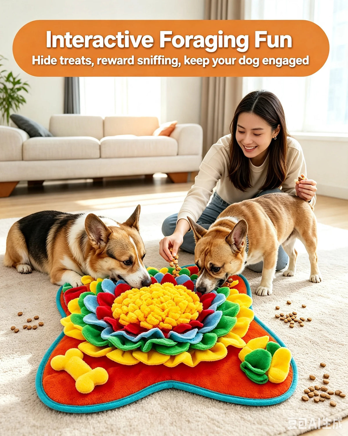 Interactive Dog Snuffle Mat — Feeding Puzzle Toy