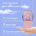 3-in-1 Mini Fan – Handheld, Neck & Desktop, 180° Rotating, 7-Blade Brushless, USB Rechargeable (Pink / White)