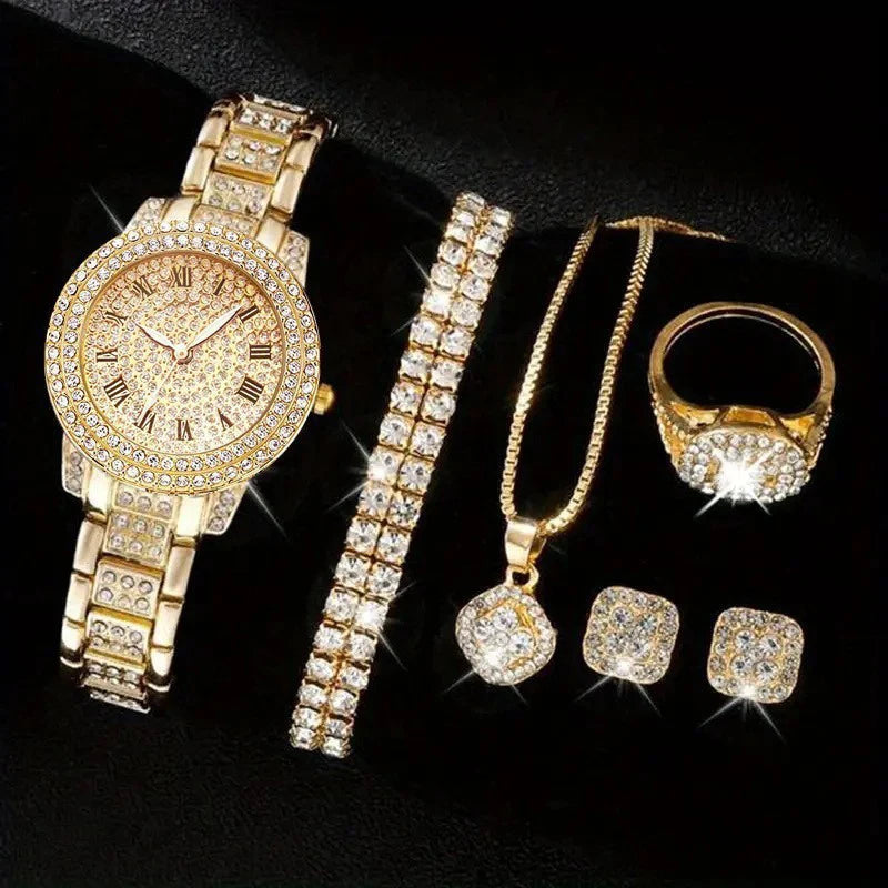 Women's Crystal Watch & Bracelet Set