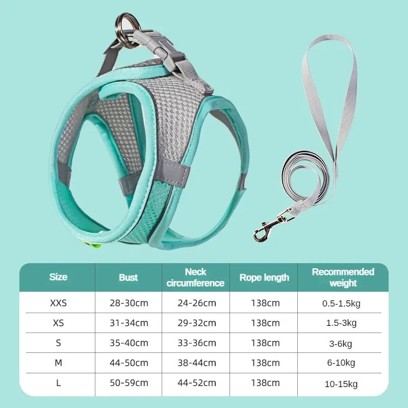 Safety Vest Harness for Cats & Small Dogs – Reflective Breathable Adjustable