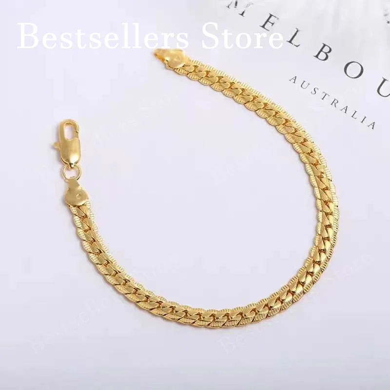 925 Sterling Silver Embossed Bracelet — 18K Gold