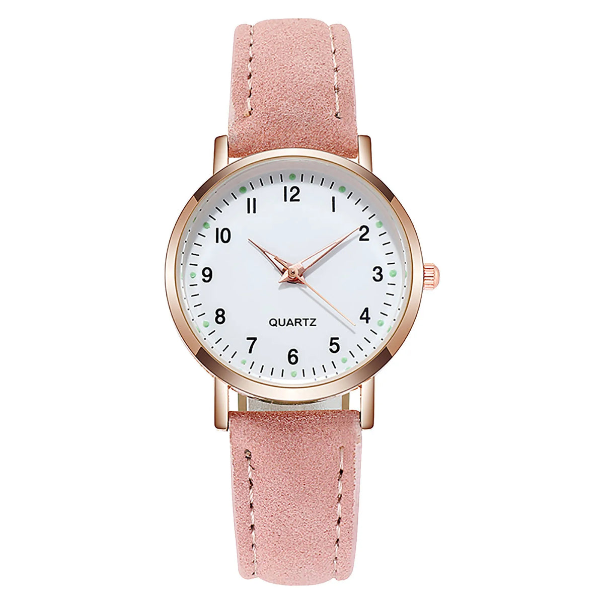 Women's Diamond-Studded Luminous Quartz Watch – Leather Band, Round Dial | 9 Colors