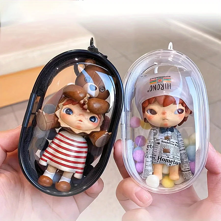 Mini Clear Zipper Storage Pouch with Keychain
