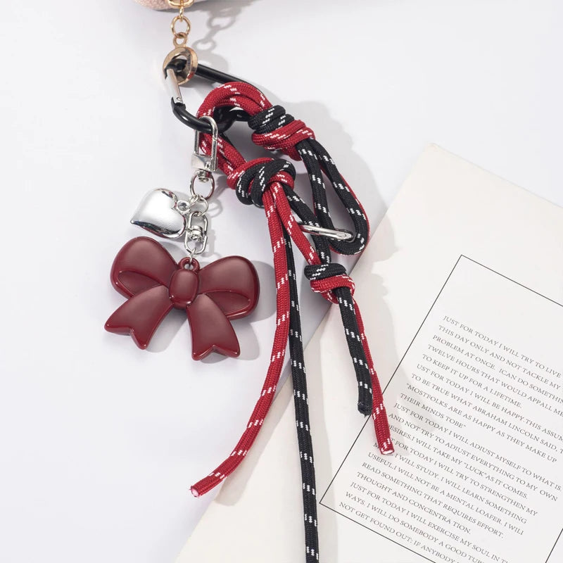 Leather Braided Bag Charm – Mini Bow Pendant for Handbags, Keys & Phone