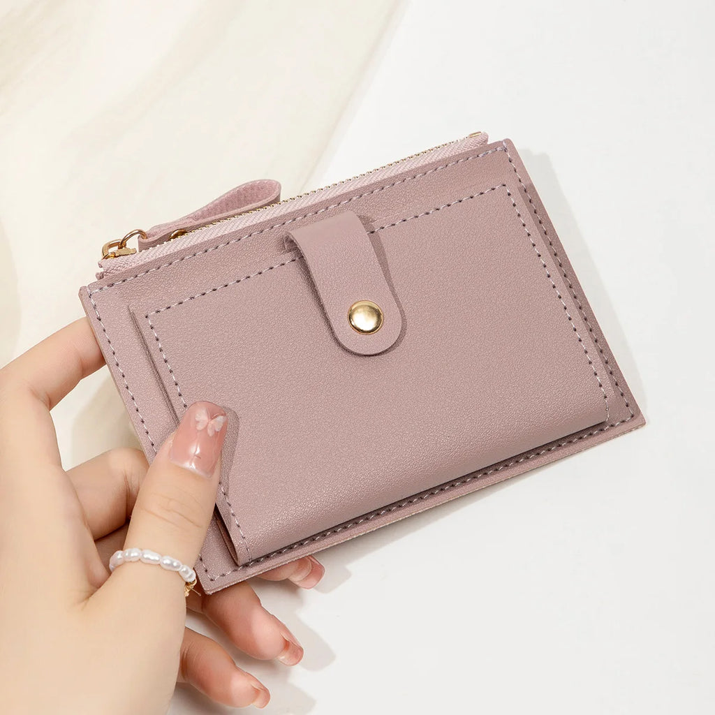 Women's Mini PU Leather Wallet – Ultra-Thin Card Holder & Coin Purse