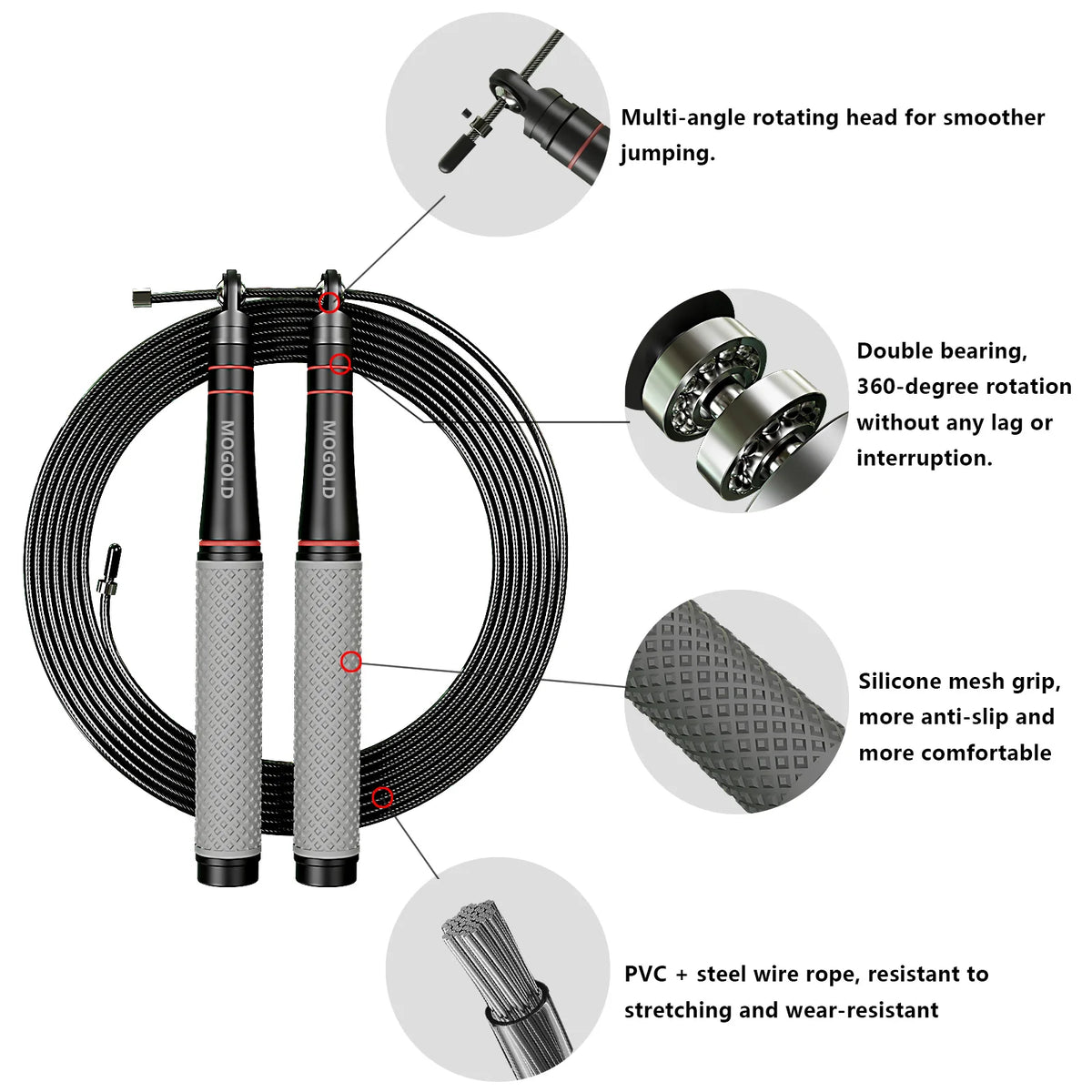 Speed Jump Rope – Adjustable, Ball Bearing, CrossFit & Cardio Training