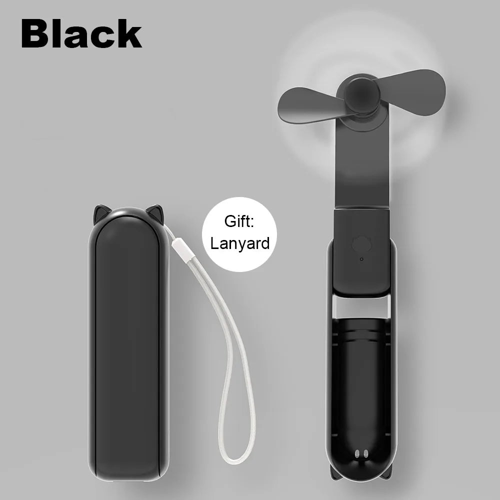 Raugee Pocket Fan with Power Bank – Foldable Mini Handheld Fan, 2000mAh, 48H Battery, Ultra-Quiet 20dB
