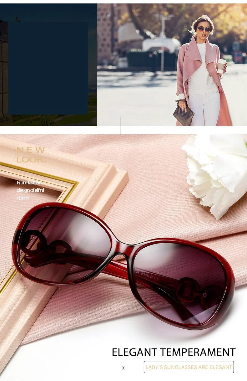 Women's Oval Gradient Sunglasses – Large Frame UV400 Street Style