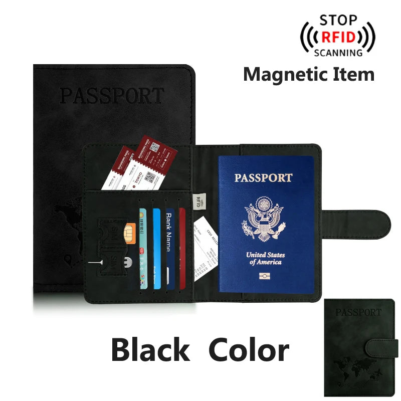 RFID Blocking Passport Holder – PU Leather Travel Wallet for Women & Men