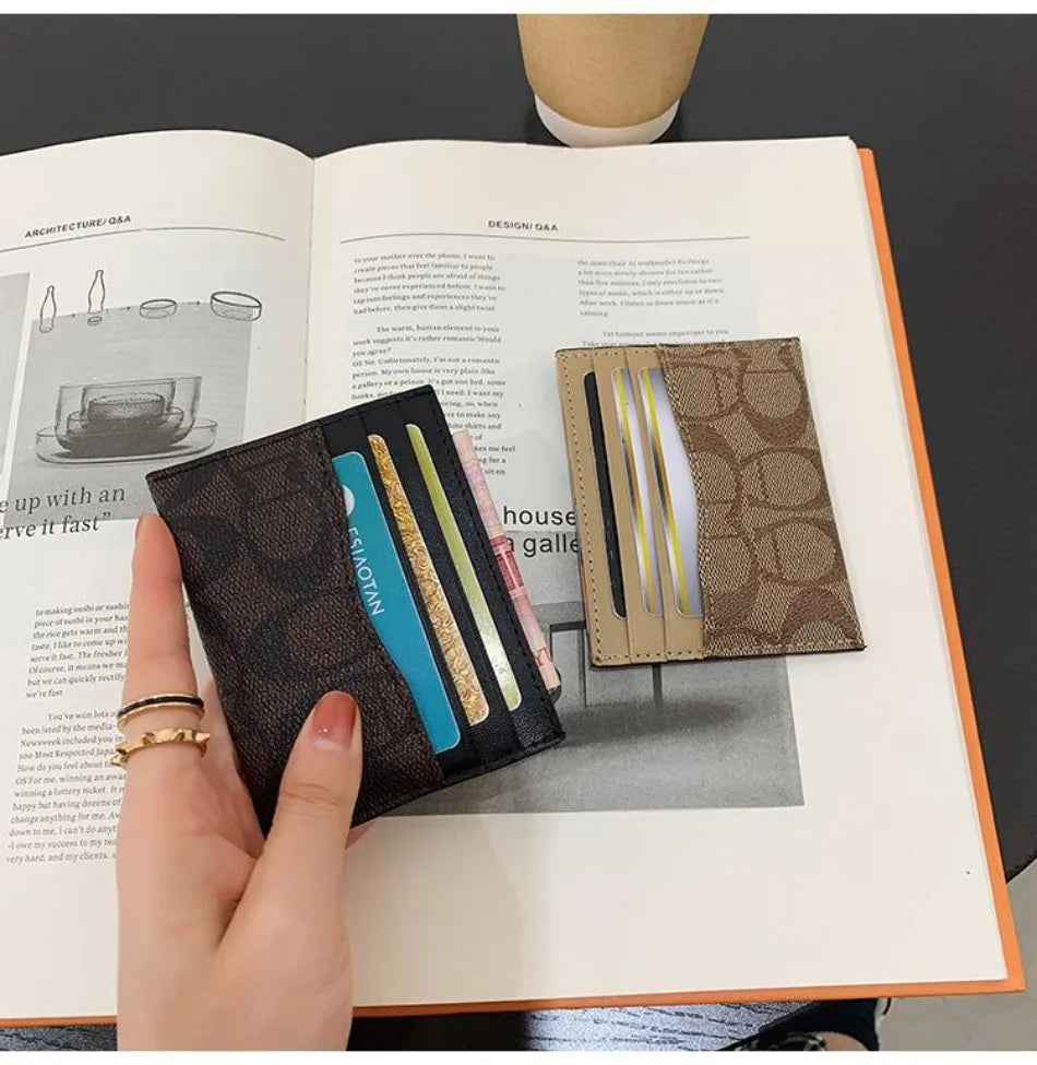 Ultra-Thin PU Leather Card Holder – Anti-Degaussing Geometric Design